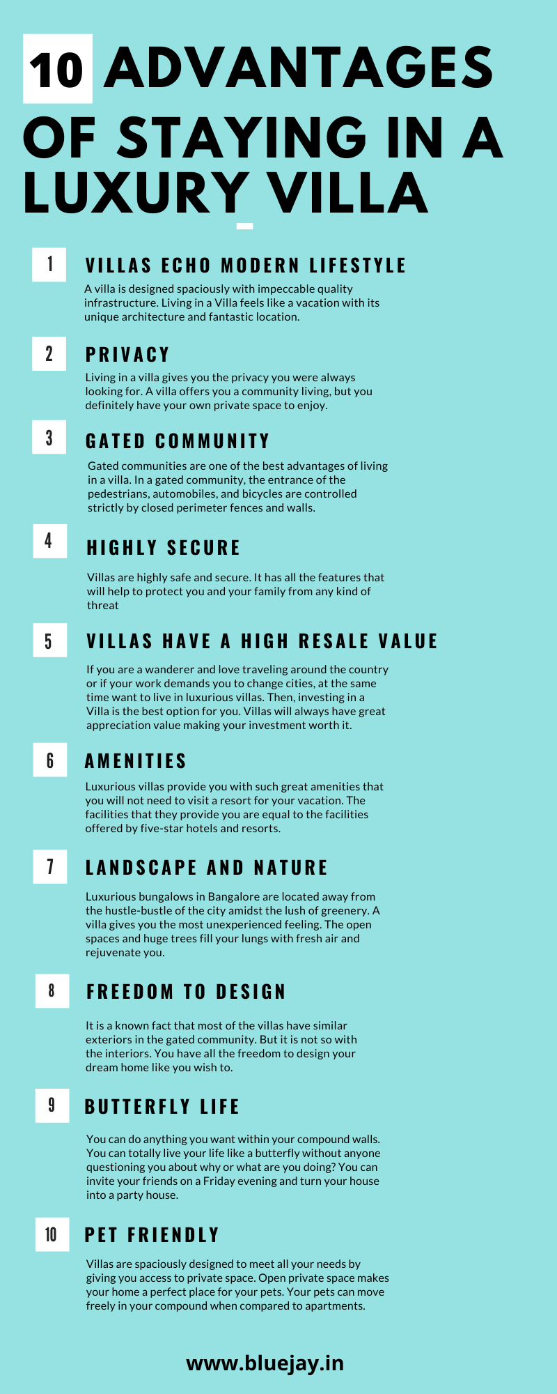 10 Advantages of staying in a luxury villa infographic